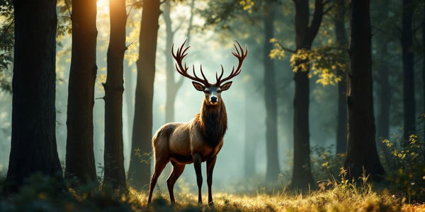 Un cerf majestueux dans une forêt tranquille.