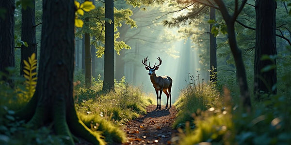 Forêt dense avec caméra cachée pour la faune.